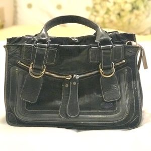 Patent Chloe Bay Bag in Dark Gray